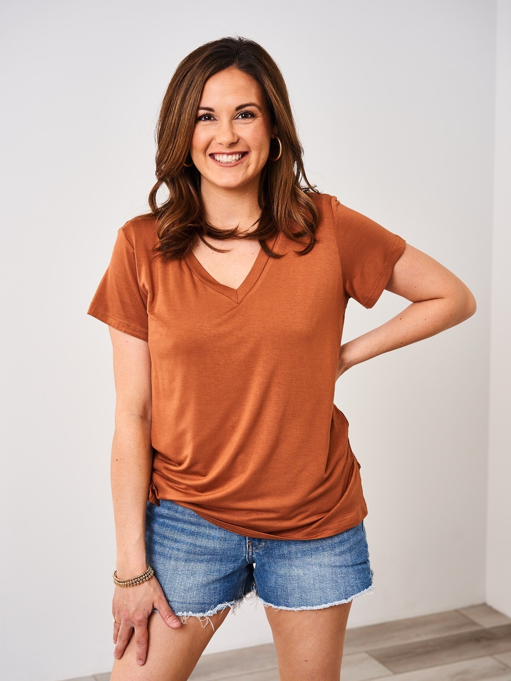 Latched Mama Go-To Rust Crew-Neck Nursing Short Sleeve Tee